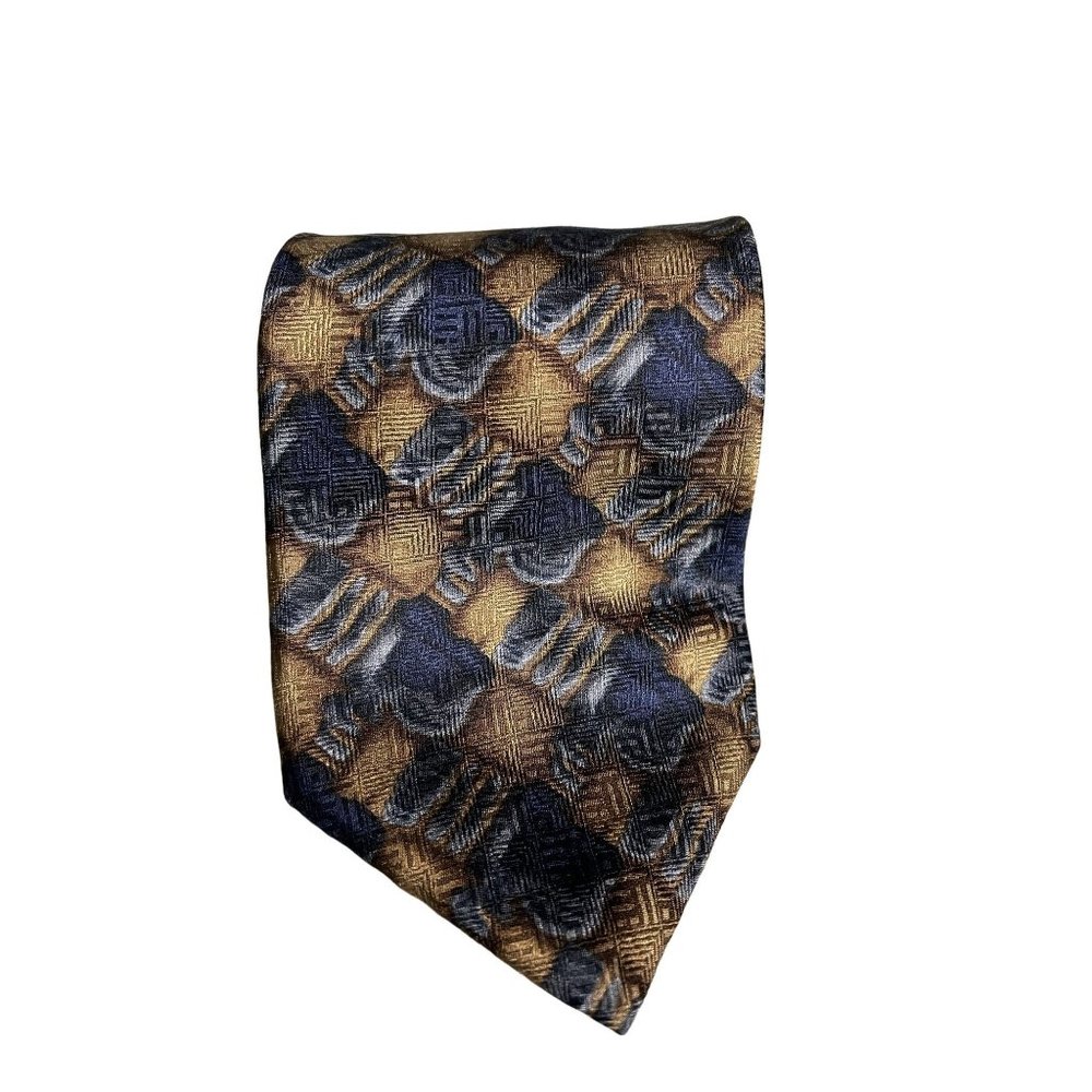 J. Garcia Jerry Garcia Collector's Edition 100% Silk Blue Brown Geometric Design